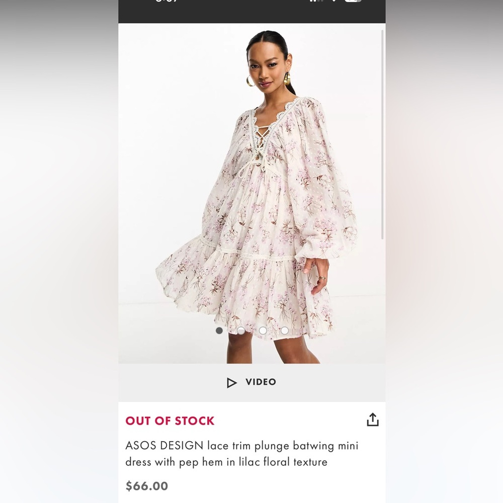 ASOS brand floral dress, Size 4, above the knee - Picture 3 of 3